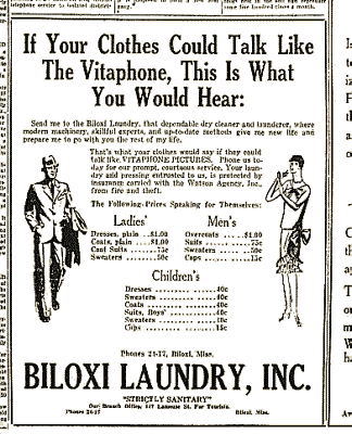 Biloxi Laundry advertisement