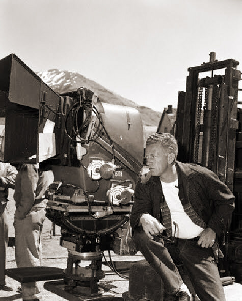Director Nicholas Ray with VistaVision Lazy 8 camera - 