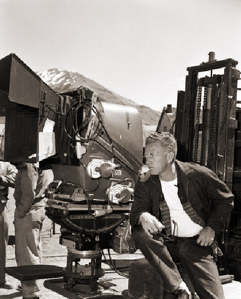 Director Nicholas Ray with VistaVision Lazy 8 camera -